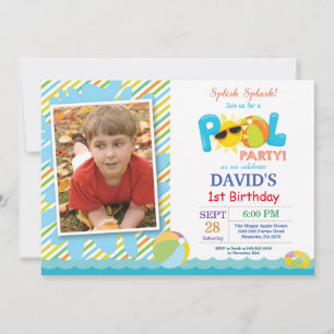 Invitación de cumpleaños a fiesta en la piscina Sa