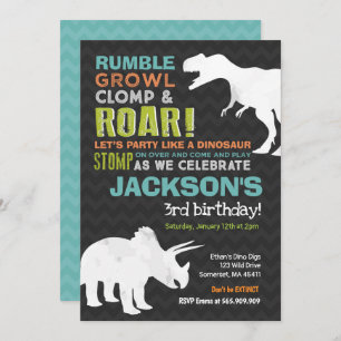 Invitación de cumpleaños a Fiesta fósil de dinosau