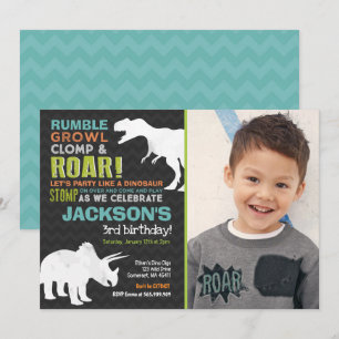 Invitación de cumpleaños a Fiesta fósil de dinosau