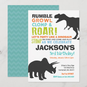 Invitación de cumpleaños a Fiesta fósil de dinosau