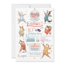 Invitación de cumpleaños a Fiesta Pajama Dogs dive