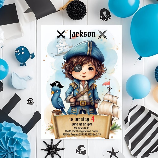 Invitación de cumpleaños a Fiesta pirata (Subido por el creador)