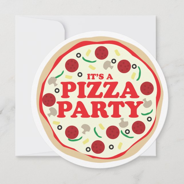 Invitación de cumpleaños a Fiesta Pizza (Anverso)