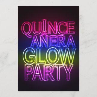 Invitación de cumpleaños a FIESTA Quinceanera GLOW