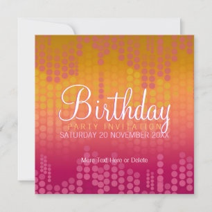 Invitación de cumpleaños a Fiesta rosa Naranja Fun