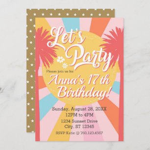 Invitación de cumpleaños a Fiesta Sunshine Palms