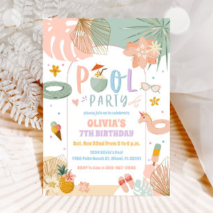Invitación de Cumpleaños a Fiesta Tropical en la P