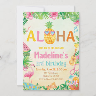 Invitación de cumpleaños a Fiesta tropical hawaian
