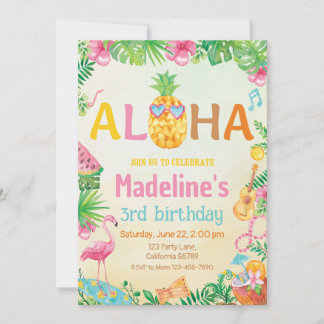 Invitación de cumpleaños a Fiesta tropical hawaian
