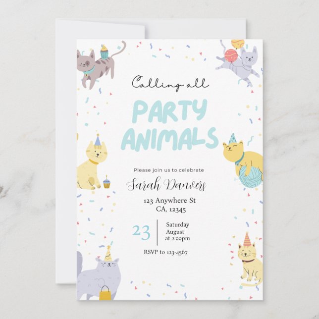 Invitación de cumpleaños a fiestas (Anverso)