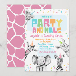 Invitación de cumpleaños a fiestas | Animales Fies