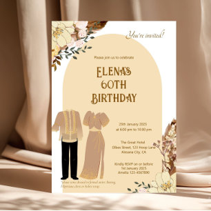 Invitación de cumpleaños a filipino por vestir con