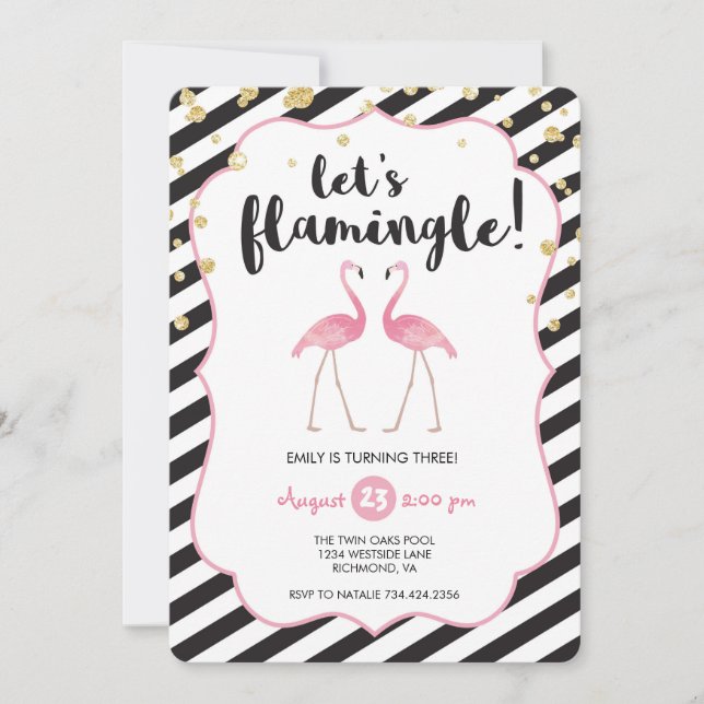 Invitación de cumpleaños a Flamingle (Anverso)