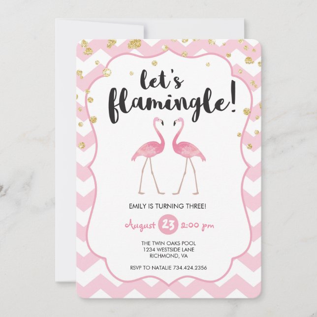 Invitación de cumpleaños a Flamingle (Anverso)