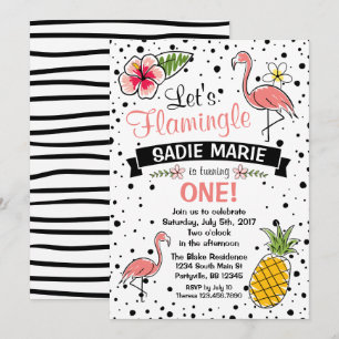 Invitación de cumpleaños a Flamingo y Pinapple Doo