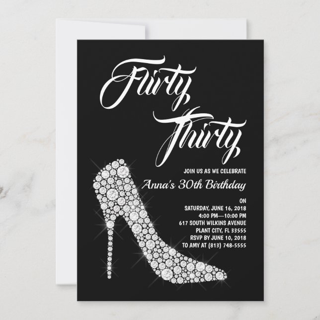 Invitación de cumpleaños a Flirty Treinta (Anverso)