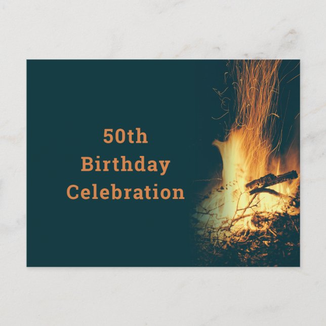 Invitación de cumpleaños a fogata (Anverso)