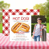 Invitación de cumpleaños a foto de perro caliente 