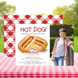 Invitación de cumpleaños a foto de perro caliente