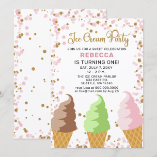 Invitación de cumpleaños a Fun Ice Crema fiesta