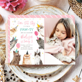 Invitación de cumpleaños a gatos Chica de la fiest