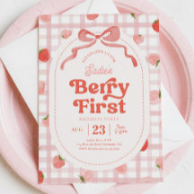 Invitación de cumpleaños a Gingham Berry