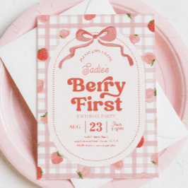 Invitación de cumpleaños a Gingham Berry