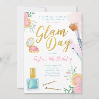 Invitación de cumpleaños a Glam Day | Mani Pedi Sp