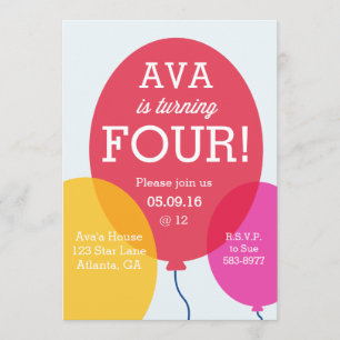 Invitación de cumpleaños a globos