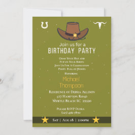 Invitación de cumpleaños a Gorra de Cowboy occiden