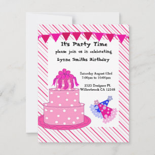 Invitación de cumpleaños a Gorras de pasteles y Fi
