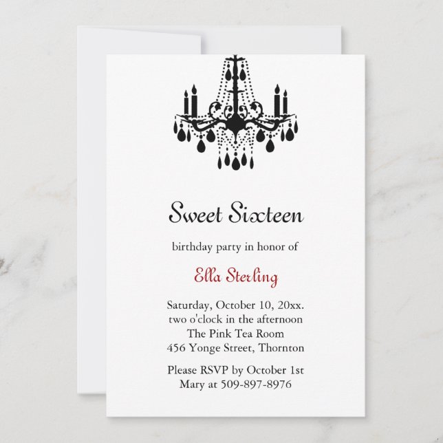 Invitación de cumpleaños a Gran Salón de Baile (bl (Anverso)