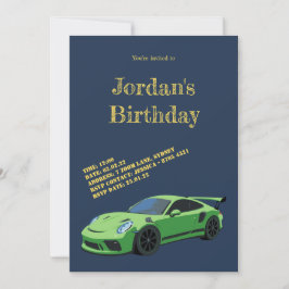 Invitación de cumpleaños a Green Sports Car