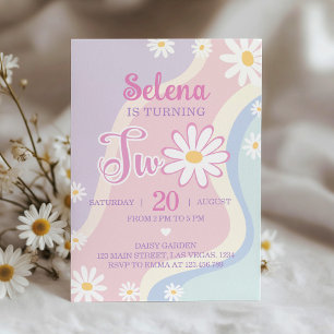 Invitación de cumpleaños a Groovy Boho Daisy