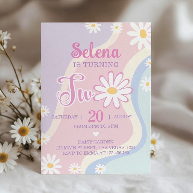 Invitación de cumpleaños a Groovy Boho Daisy (Subido por el creador)