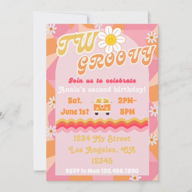 Invitación de cumpleaños a Groovy ONE (Anverso)