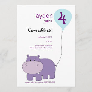Invitación de cumpleaños a Hippo