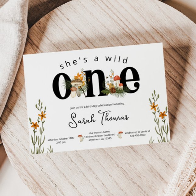 Invitación de cumpleaños a hongos y flores silvest (Subido por el creador)