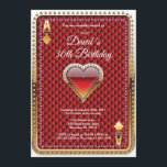 Invitación de cumpleaños a jugar con tarjeta de ju<br><div class="desc">Invitación de cumpleaños de Poker Playing Card Casino Gold. Invitación del purpurina del tema del Casino, Red Hearts Poker. 18 20 21 30 40 50 60 70 80 90 100, Cualquier edad. Para más personalización, haga clic en el botón "Personalizar" y utilice nuestra herramienta de diseño para modificar esta plantilla....</div>