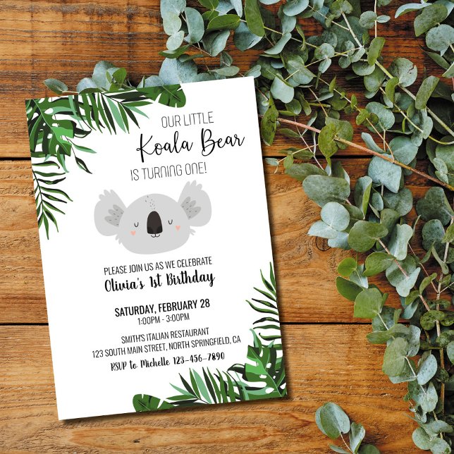 Invitación de cumpleaños a Koala Bear (Subido por el creador)