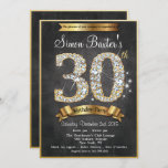 Invitación de cumpleaños a la 30ª edición de Gold<br><div class="desc">Invitación al cumpleaños metálico de la 30ª edición de oro Diamante Bling Chalkboard Faux Gold</div>