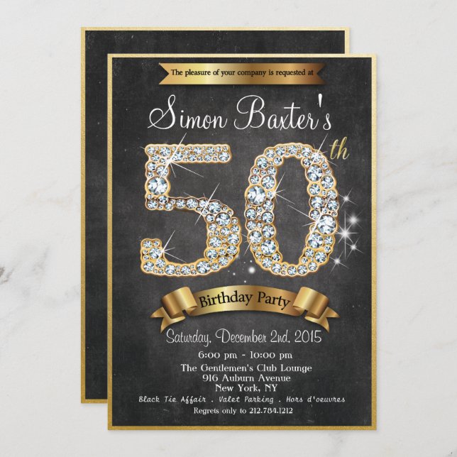 Invitación de cumpleaños a la 50ª edición de Gold  (Anverso / Reverso)