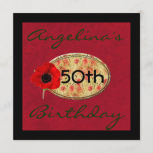Invitación de cumpleaños a la 50ª flor de amapola