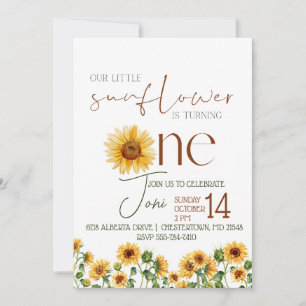 Invitación de cumpleaños a la acuarela de girasol 