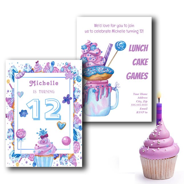 Invitación de cumpleaños a la acuarela de postre a (Subido por el creador)