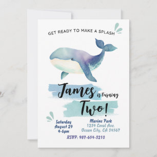 Invitación de cumpleaños a la ballena oceánica Esp