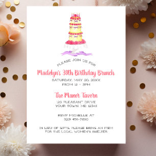 Invitación de cumpleaños a la banda rosa de pastel
