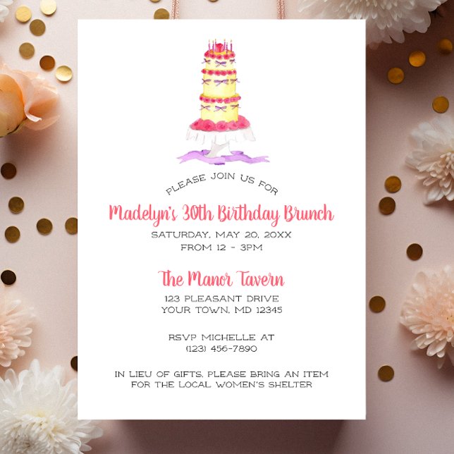 Invitación de cumpleaños a la banda rosa de pastel (Subido por el creador)