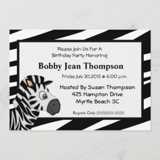 Invitación de cumpleaños a la banda Zebra Stripe