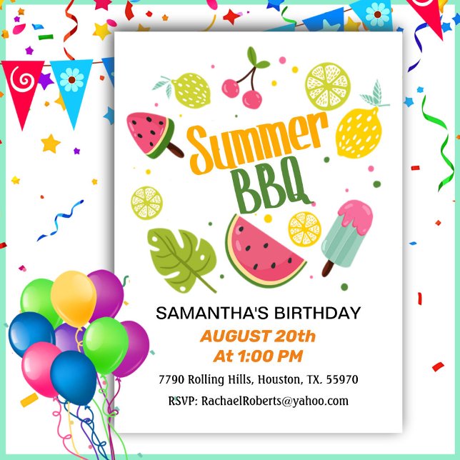 Invitación de cumpleaños a la barbacoa de verano (Subido por el creador)
